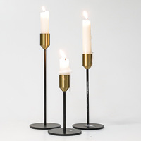 Porte-bougie décoratif moderne bicolore or et noir pour table, cheminée, mariage, dîner, fête