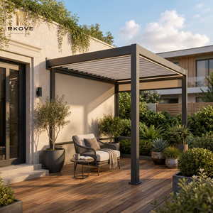 Pergola Quiet Space 4x4m avec 2 écrans ZIP d'intimité montés en coin, auvent de lecture pour cour RK-C1 - Product Image 1