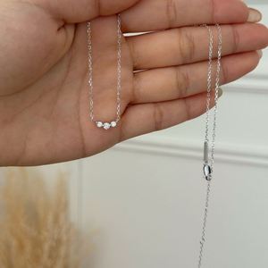 Dylam Stylish Tarnish Free Fade Free 925 Sterling Silver Link Chain <b>D</b> VVS1 Moissanite Three Stones Pendant <b>Necklaces</b> for Women - Product Image 4
