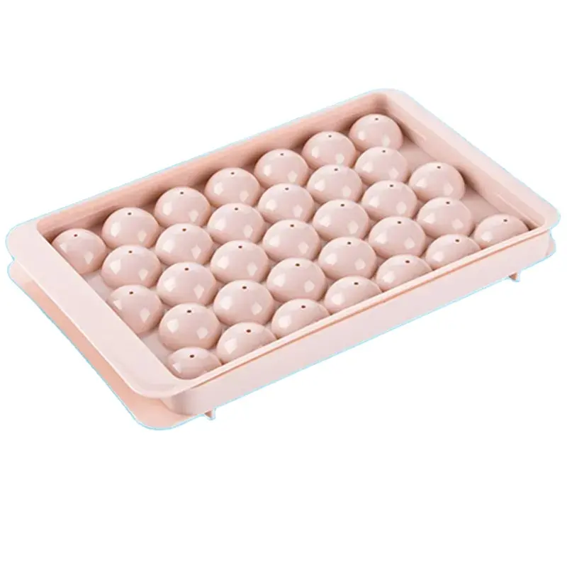 Summer 33 Grid Round Ice Rond Grid Mold Household Refrigerator Freezer Ice Box With Cover Ice Tray Ball Maker