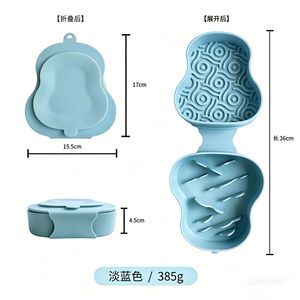 SITABI Gamelle de voyage pliable 2-en-1 pour chien, distributeur de nourriture lente portable en silicone avec motif labyrinthe, ventouses pour sol/mur, anti-étouffement - Product Image 5