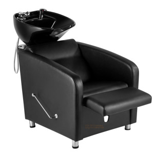 Chaise de lavage de cheveux noire avec repose-pieds, station de lavage professionnelle pour salon de coiffure, équipement durable pour les soins capillaires - Product Image 4