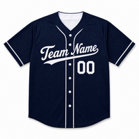 Maillot de baseball personnalisé à rayures fines blanches, bordure marine et or, col en V, boutonné, manches courtes, uniforme d'équipe, maillot de sport respirant