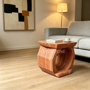 Low MOQ Natural Red <strong>Travertine</strong> Coffee Table and End Table with Unique Veining for a Modern Living Room and Hotel <strong>Lounge</strong> <strong>Deco</strong> - Product Image 1