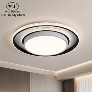 Plafonnier LED rond moderne, télécommande, variateur d'intensité, tricolore, cristal, encastré, 120W, pour maison, salon, chambre - Product Image 1