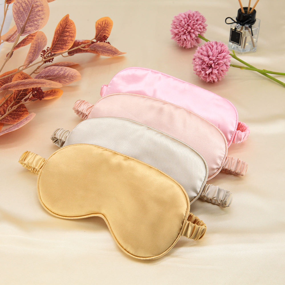 Роскошная Черная многоразовая Мягкая атласная маска для сна по индивидуальному заказу