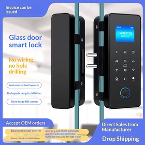Serrure intelligente à empreinte digitale sans perçage pour porte vitrée, avec application, pour portes simples/doubles - Cadre de contrôle d'accès - Product Image 3