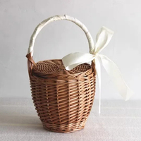 Panier à fleurs multifonctionnel en rotin tressé écologique pour mariage, filles, voyages en plein air, usage quotidien, couleur et logo personnalisés