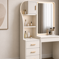 Coiffeuse et table de maquillage moderne professionnelle avec miroir LED blanc en MDF pour chambre, hôtel, salon
