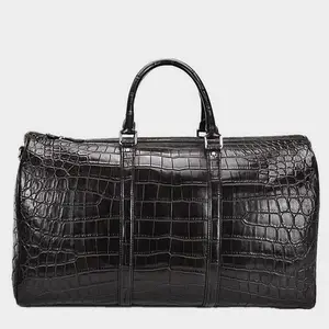 Crocodile leather high grade duffel bags for men, leather travelling bag