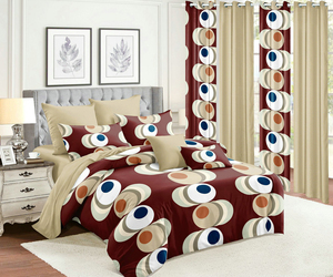 Colcha <span class=keywords><strong>de</strong></span> dormitorio <span class=keywords><strong>para</strong></span> el hogar, juego <span class=keywords><strong>de</strong></span> edredón con cortinas a juego disponibles, 11 piezas, Floral Reversible moderno (tamaño completo/Queen) - Product Image 2