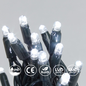 Cool White LED String <b>Lights</b> Black Rubber Cable IP65 Waterproof Christmas Outdoor <b>Holiday</b> Festive Decoration Dimmable - Product Image 1