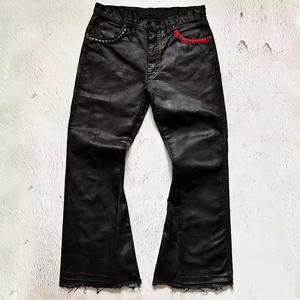 Jeans Denim da <span class=keywords><strong>Uomo</strong></span> Personalizzati Streetwear di Alta Qualità, a Vita Bassa, con Borchie, Oversize, Effetto Cerato, a Zampa Larga, Svasati e Baggy - Product Image 1