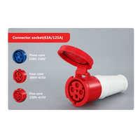 Prise électrique monophasée triphasée IP67 avec prise de courant 3-5 broches 63A/125A 220-415V, prises et fiches industrielles