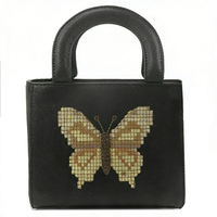 Nouveau Sac Fourre-tout de Luxe en Cuir PU Noir 2026 pour Femme, Haute Qualité, avec Décoration Papillon en Strass et Bandoulière Chaîne