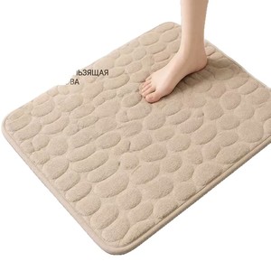Tapis de bain Cangming en polaire corail gaufré, antidérapant et absorbant, pour entrée de salle de bain, style moderne et simple, lavable à la main - Product Image 3