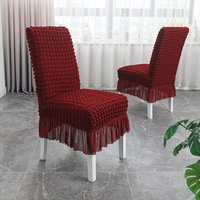 Housse de chaise universelle à dossier haut, à volants, couleur unie, en polyester et élasthanne, style moderne, lavable en machine, personnalisable, prix de gros abordable