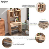 Bureau d'ordinateur moderne avec étagère et rangement, table d'étude ergonomique en bois blanc pour l'école et la maison