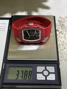 Reloj Tourbillon Mecánico Automático Deportivo Rojo de Fibra de Carbono Ultrafino de Alta Calidad con Diseño Rectangular de Diseñador de Moda - Product Image 2