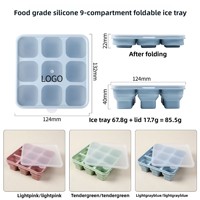 Nouveau bac à glaçons pliable en silicone avec couvercle, qualité supérieure, design moderne et minimaliste, démoulage facile, usage familial, glaçons personnalisables
