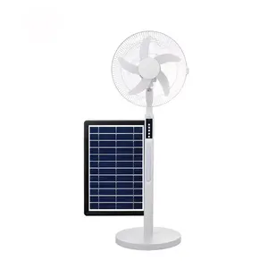 Wholesale 14 inch solar panel electric stand fan rechargeable fan with led light