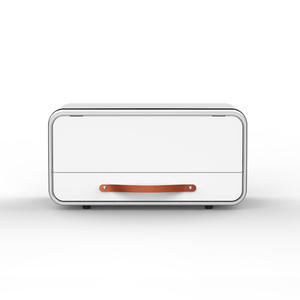 Boîte à pain moderne carrée en métal avec couvercle rabattable, couleurs personnalisées blanc et gris, design tiroir coulissant pour la cuisine - Product Image 2