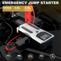 Démarreur de voiture 4000A 24000mAh 12V avec gonfleur de pneus 150PSI, booster de batterie au lithium, charge rapide pour camion et SUV