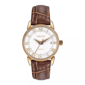 Livraison directe HALEI nouvelle montre à quartz originale pour femme avec bracelet en cuir, étanche 3BAR, mouvement japonais, vente en gros - Product Image 3