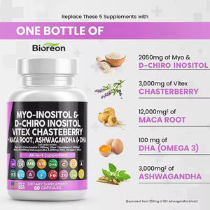 อาหารเสริมสำหรับผู้ใหญ่เพื่อสมดุลฮอร์โมนและบำรุงรังไข่ ไมโอ-ไอโนซิทอล วิตามินแบบแคปซูล ดี-ไครโอ อินอซิทอล แคปซูล - Product Image 2