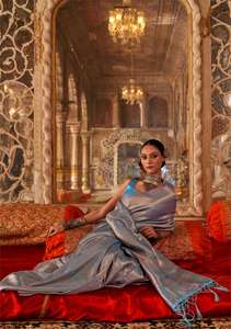 Collection de saris en soie de tissage de qualité supérieure belle pour les occasions de fête lancement d'étiquette maintenant - Product Image 2