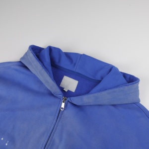 <span class=keywords><strong>Felpa</strong></span> <span class=keywords><strong>con</strong></span> Zip a Maniche Lunghe da Uomo in 100% Cotone French Terry, Stile Streetwear <span class=keywords><strong>con</strong></span> Stampa <span class=keywords><strong>Blu</strong></span> <span class=keywords><strong>e</strong></span> Effetto Vissuto, per l'Autunno - Product Image 3