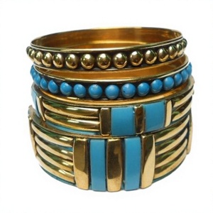 New Best Design Unisex Gold Resin Brass <b>Bangles</b> <b>Bracelets</b> Set 7-Piece Trendy Quality Handicrafts Fashionable Jewelry Wedding - Product Image 1