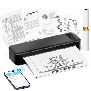 Stampante Portatile A4 Senza Inchiostro, Stampante <span class=keywords><strong>Wireless</strong></span> per Telefono Cellulare e <span class=keywords><strong>Laptop</strong></span>, Stampante Termica da 80mm per Casa, Ufficio e Auto - Product Image 1