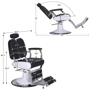 Silla reclinable ergonómica giratoria Manual de cuero vegano, muebles de belleza para salón de peluquería Estilo Barbero Vintage para uso escolar - Product Image 3