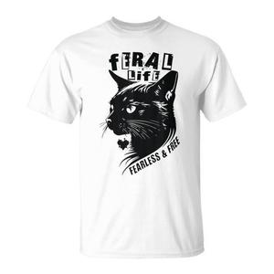 T-shirt Feral Life Cat con design Fearless Free, taglia unisex per adulti - Product Image 1