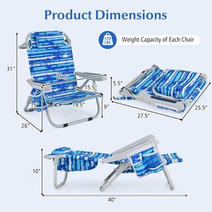 Silla <span class=keywords><strong>de</strong></span> <span class=keywords><strong>Playa</strong></span> Tipo Mochila, Muebles <span class=keywords><strong>de</strong></span> Exterior <span class=keywords><strong>de</strong></span> Metal, <span class=keywords><strong>Respaldo</strong></span> <span class=keywords><strong>de</strong></span> 5 Posiciones, Bolsa <span class=keywords><strong>de</strong></span> Almacenamiento, Bolsillo Lateral, Toallero, Reposacabezas, Silla Baja - Product Image 2