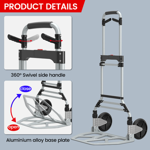 150KG Kapasiteli Endüstriyel Katlanabilir El Arabası Taşınabilir Alüminyum Taşıma Arabası Teleskopik Saplı TPR Tekerlekli Alışveriş Depolama Taşıma Arabası - Product Image 5
