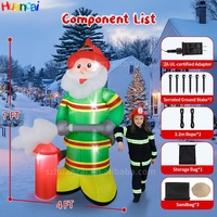 Nouveau Père Noël pompier gonflable, décoration gonflable tenant un extincteur, Père Noël souriant pour la décoration de la cour
