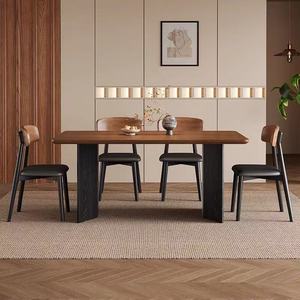 Mesa de comedor y sillas de madera maciza, juego de 6 piezas, diseño rectangular minimalista moderno para casas pequeñas y apartamentos - Product Image 3