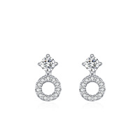 Boucles d'oreilles clous classiques en argent 925 plaqué rhodium, forme fleur, zircon - Cadeau idéal pour les occasions festives
