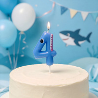 Offre Spéciale : Fournitures de Décoration de Gâteaux de Fête – Chiffres 3D Requin Bleu Joyeux Anniversaire et Topper de Gâteau Doré pour Gâteau