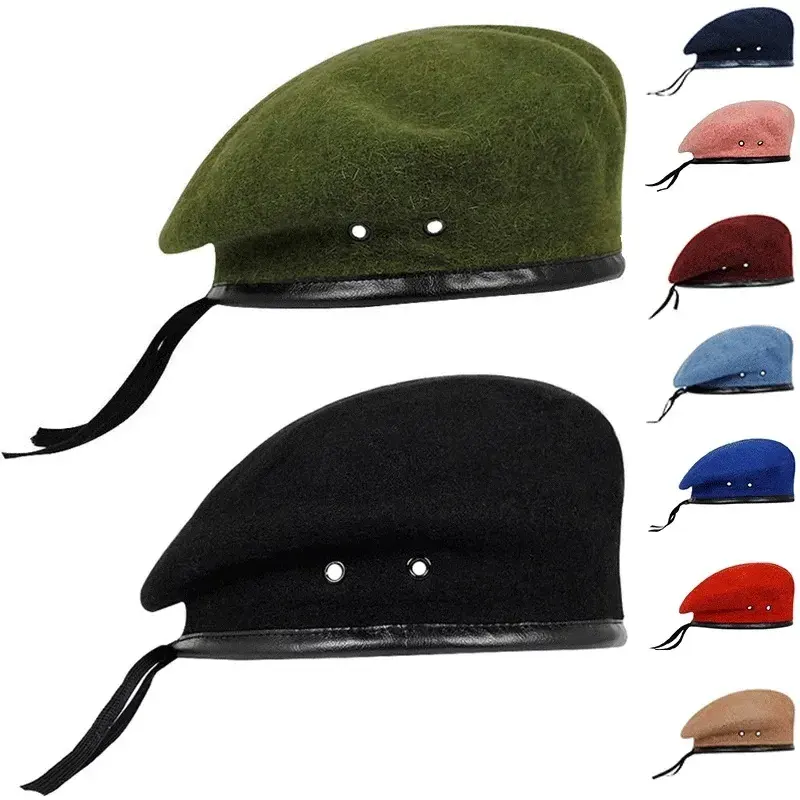 Logo en métal personnalisé béret vert olive chapeaux béret tactique uniforme des Nations Unies pour les gardes de sécurité