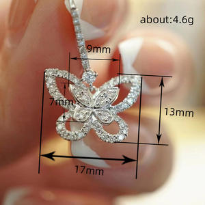 E3174 Orecchini in oro bianco con diamanti, taglio rotondo brillante, colore D naturale, gioielli romantici da sposa da donna - Product Image 6