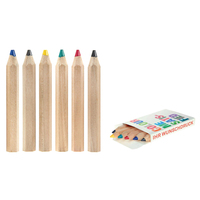 Vente en gros d'articles de papeterie d'art de la meilleure qualité, ensemble de crayons de couleur courts 6 couleurs personnalisés, crayons de couleur promotionnels pour enfants