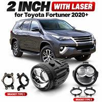Projecteur de feux antibrouillard LED à faisceau laser pour Toyota Fortuner 2020+, lentille tricolore de 2 pouces avec support pour la rénovation des phares avant