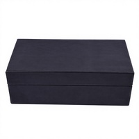 Boîte à bijoux en bois avec couvercle en cuir PU, doublure en velours, couvercle à charnière, logo personnalisé, boîte de rangement pour bijoux, vente au détail et emballage cadeau de marque