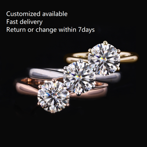 Starsgem matrimonio matrimonio <span class=keywords><strong>solitario</strong></span> 14K oro rotondo taglio brillante 1.0ct D colore <span class=keywords><strong>anello</strong></span> di diamanti laboratorio - Product Image 3