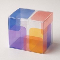 Boîte d'emballage personnalisée portable en PET/PP/PVC holographique géométrique, impression numérique/sérigraphie irisée, logo personnalisé Zhenpin PR016