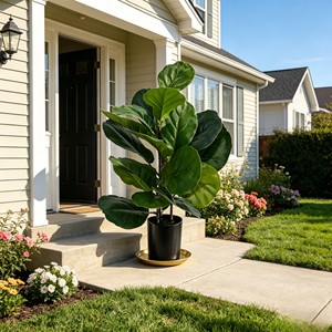 Wholesale Fiddle-leaf fig <b>Tree</b> – Large Potted Faux Green Plant for Home Office Décor - Product Image 4