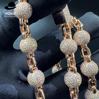 Collier chaîne cubaine en or rose 9K-18K de luxe |   Diamant rond étincelant cultivé en laboratoire |   Bijoux Hip Hop sur mesure
